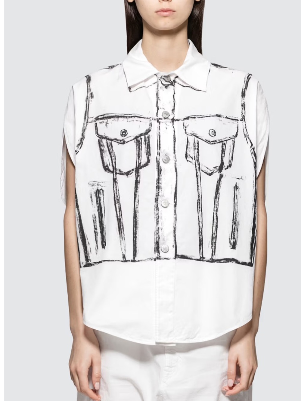 MM6 Maison Margiela Graphic Vest Print Cotton Shirt One Size